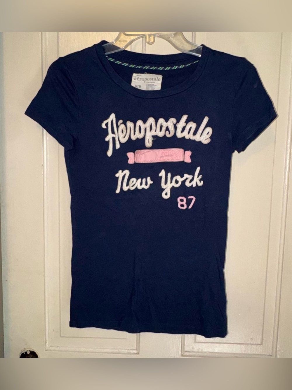 Aeropostale Navy Short-Sleeve Tee with Pink Logo
